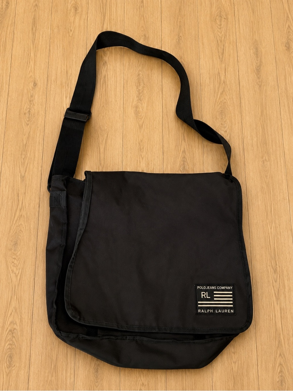 VINTAGE Polo Jeans Co Ralph Lauren Black Messenger Bag Crossbody